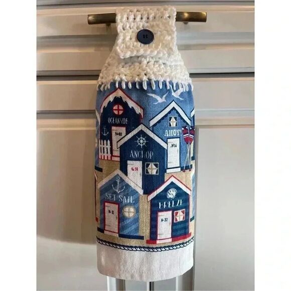 Crochet Top Kitchen Towel- Seaside - Picture 1 of 3